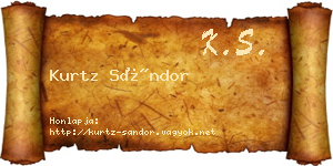 Kurtz Sándor névjegykártya